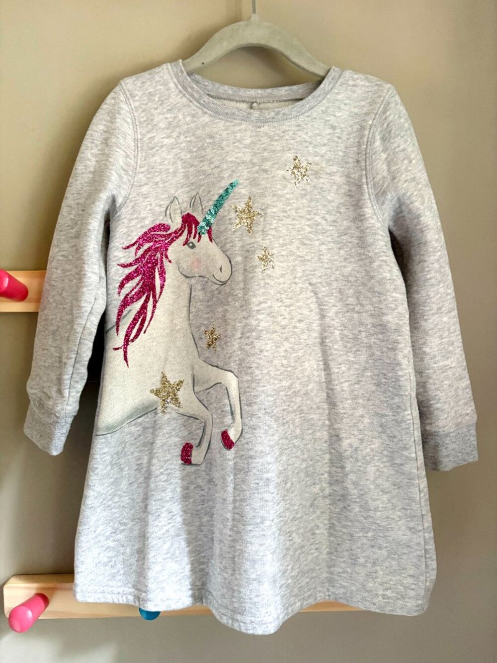 Sonoma Sparkle & Shine Long Sleeved Unicorn Sweatshirt Dress w/ Sequin Detailing